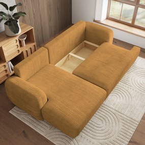 Masseno Narożnik MODENZA z funkcją spania i pojemnikiem na pościel Narozniki L, Rozkładana sofa - Żółty, POSO 01