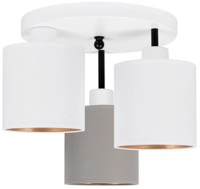 Lampa sufitowa biała trzypunktowa z szaro-białymi abażurami C-3030WE-W