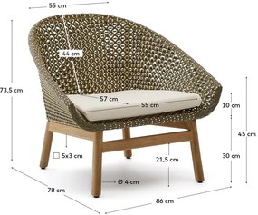 Zielono-naturalny drewniany fotel ogrodowy Olbia – Kave Home