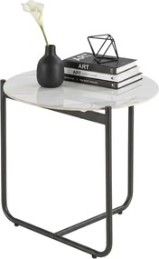 Loftowy stolik kawowy biały marmur + czarny R6-A06