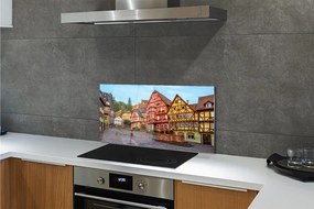 Panel szklany do Kuchni Malownicze Stare Miasto w Bawarii