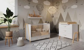 2w1 Luna 120/60 Łóżeczko i Biurko biało-sosna