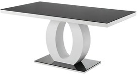 Stół jadalniany TWIST — 6-osobowy — lakierowana płyta MDF i szkło hartowane — czarny i biały