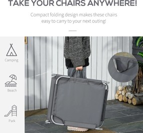 Outsunny Leżak Plażowy Szary z Regulowanym Oparciem Składany Idealny na Balkon i Taras do 120 kg | Aosom PL