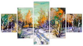 Obraz - Zaśnieżona ścieżka przez las, obraz olejny (125x70 cm)
