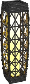 Outsunny Lampa Solarna Rattan z Czujnikiem Światła Anty-UV Wodoodporna LED Stal Szara | Aosom PL