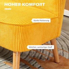 HOMCOM Sofa dwuosobowa, elegancki skandynawski design, solidna rama drewniana, do 150 kg, 117 x 56,5 x 77 cm, Kolor Żółty