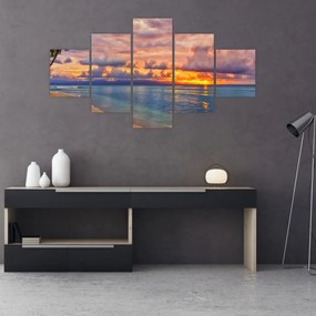 Obraz - Zachód słońca na plaży (125x70 cm)