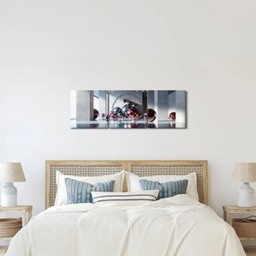 Obraz - 3D przestrzeń z kulami II. (z zegarem) (90x30 cm)