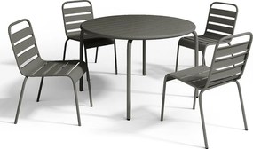 Metalowa jadalnia ogrodowa - stół śr.110cm i 4 sztaplowane krzesła - Ciemnoszary - MIRMANDE