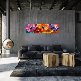 Obraz - Pięć kolorowych kwiatów (170x50 cm)