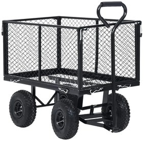 Czarny wózek ogrodowy na pneumatycznych kołach B1-D31