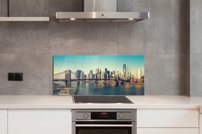 Panel szklany do Kuchni Rzeczna Panorama z Mostem