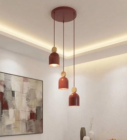 Mesi 3 Burgund – lampa wisząca 3-punktowa nad stół i wyspę kuchenną