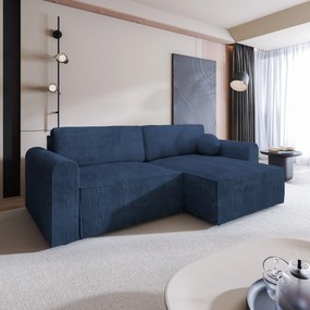 Masseno Narożnik FIANO z funkcją spania i pojemnikiem na pościel Narozniki L, Rozkładana sofa - Niebieski, POSO 05