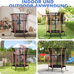 HOMCOM Trampolina dla dzieci, Ø163,5 cm, z siatką bezpieczeństwa, wyściełana, stal, do 50 kg, Czarno-Czerwona