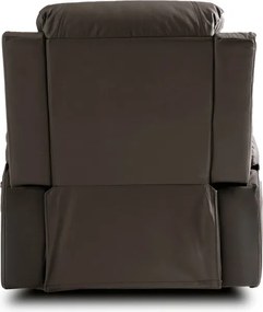 Fotel Masujący BOX Rozkładany Wypoczynkowy z Podnóżkiem Ciemnobrązowy Ekoskóra Nowoczesny