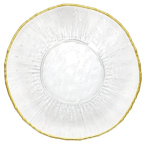 Szklany talerz deserowy ze złotą obwódką DATURA, 21 cm