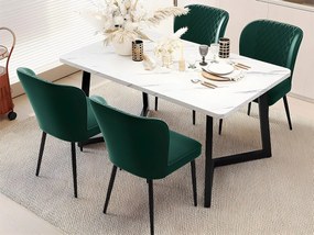 Zestaw 4 krzeseł tapicerowanych aksamitem - metalowa konstrukcja - Zielony