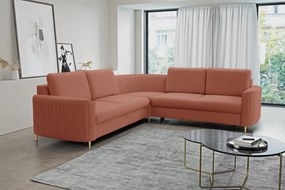 Masseno Narożnik VELA z funkcją spania i pojemnikiem na pościel Narozniki L, Rozkładana sofa - Różowy, CASTEL 55