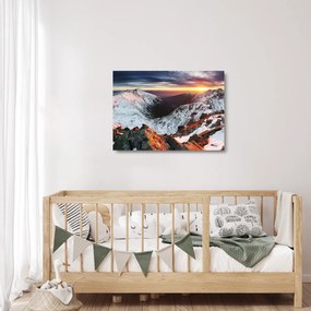 Obraz na szkle - Zimowa panorama górska (70x50 cm)