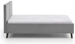 Szare tapicerowane łóżko dwuosobowe ze stelażem 140x200 cm Piano – Meise Möbel