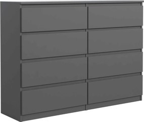 Komoda NUDO - Antracyt / Front Antracyt / Mat / 120 cm / 8 szuflad
