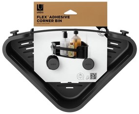 Czarna plastikowa narożna półka łazienkowa bez wiercenia Flex Adhesive – Umbra