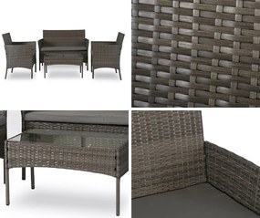 Mały zestaw mebli ogrodowych technorattan Missisipi, szary