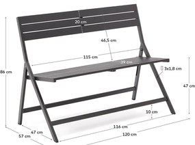 Czarna metalowa ławka ogrodowa Torreta – Kave Home