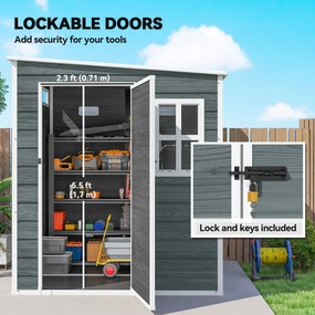 Outsunny Domek ogrodowy 2,89 m² z wyglądem drewna, 3 okna, wentylacja, podłoga, zamek, rękawice, 182 x 182 x 196 cm | Aosom PL