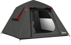 Outsunny Namiot campingowy dla 2 osób, wodoodporny 3000 mm i wiatroodporny, namiot kopułowy z 2 drzwiami, 2 oknami z siatką, 2 bocznymi oknami, torbą transportową | Aosom PL