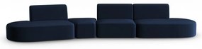 Niebieska aksamitna sofa lewostronna 428 cm Paolo – Milo Casa
