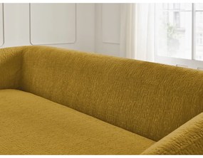Musztardowa rozkładana sofa z tkaniny szenilowej 228 cm Neyo – Bobochic Paris