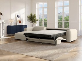 Kanapa narożna duża lewa z ekspresowym mechanizmem w tkaninie beżowej melanż POGNI