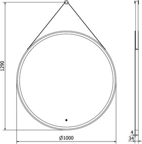 Mexen Reni lustro łazienkowe podświetlane, okrągłe 100 cm, LED 6000K, antypara, rama czarna - 9812-100-100-611-70