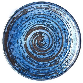 Niebieski talerz ceramiczny MIJ Copper Swirl, ø 25 cm