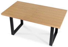 Stół Prostokątny Rozkładany EDWIN 160-260 cm Dąb Złoty/Czarny do Jadalni Nowoczesny Loft