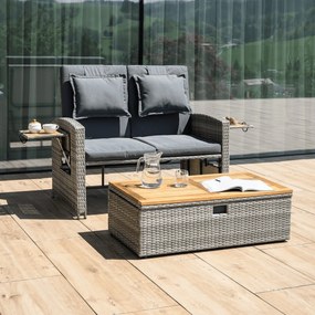 Sofa ogrodowa rattanowa MALORY, szary/naturalny