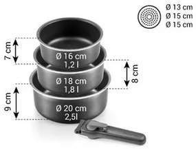 Tescoma Zestaw garnków ze zdejmowanym uchwytem VARIO, 4 części