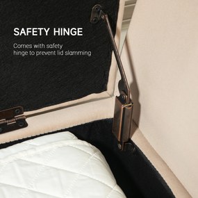 HOMCOM Tapicerowana ławka welurowa z podłokietnikami i miejscem do przechowywania beżowa 107x42x65 cm | Aosom PL