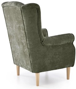 Fotel wypoczynkowy klasyczny uszak HERMES oliwkowy tkanina MARKOS 14-#12