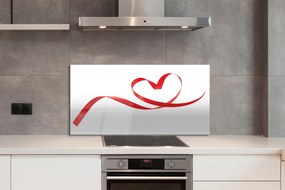 Panel szklany do Kuchni Serce z Czerwoną Wstążką