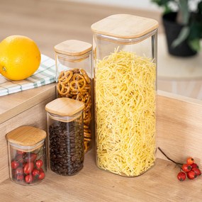4Home Szklany pojemnik na żywność z pokrywką Bamboo, 2000 ml, 2000 ml