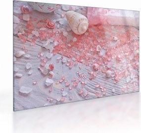 Obraz na szkle - Nadmorska atmosfera w różowych odcieniach (70x50 cm)