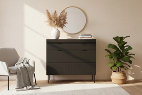 Komoda dwudrzwiowa Sentia 105 cm z dwoma szufladami - czarny / czarny