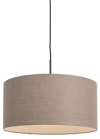 Rustykalna lampa wisząca czarna z brązowym kloszem 50 cm - Combi 1 Rustykalny / Vintage Oswietlenie wewnetrzne