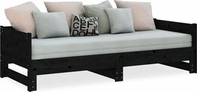 Czarne łóżko rozsuwane sosnowe 2x(90x200) cm E0-T35