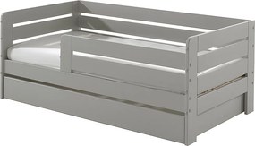 Łóżko Dziecięce 70x140 cm Szare z Stelażem i Szufladą, Lite Drewno Sosnowe, Styl Skandynawski