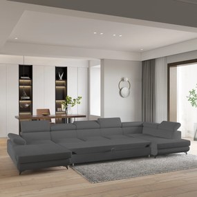 Masseno Narożnik MONTIVA z funkcją spania i pojemnikiem na pościel Narozniki U, Rozkładana sofa - Szary, QUELLE 92